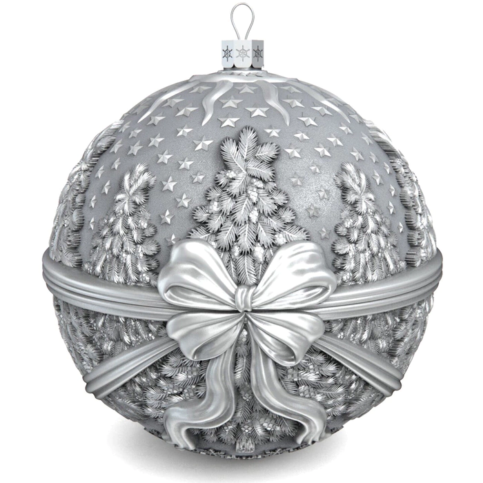 Set of 2 silver Christmas balls "Bells and a Winter fairy tale"
