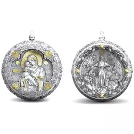 Set of 2 silver Christmas tree balls "Orthodox and the Appearance of an angel"