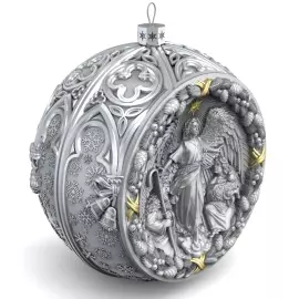 Set of 2 silver Christmas tree balls "Orthodox and the Appearance of an angel"