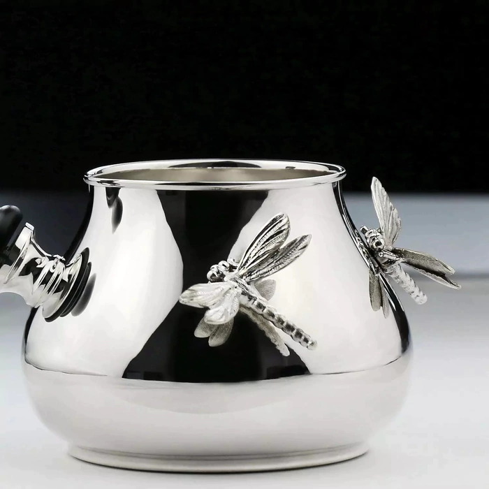 Silver Dragonfly coffee set: spoon, turkey , creamer, sugar bowl