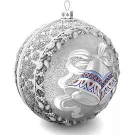 Set of 3 silver Christmas balls "Bells, Bullfinches and Nostalgia"