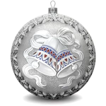 Set of 3 silver Christmas balls "Bells, Bullfinches and Nostalgia"