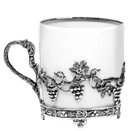 Чашка кофейная  "Виноград" серебряная с чернением, на 1 персону