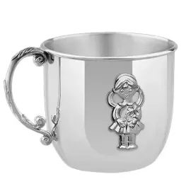 Набор серебряный детский КД "Девочка": вилка, кружка, ложка с позолотой