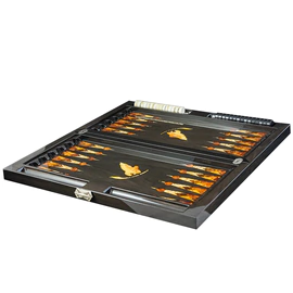 Backgammon made of stained oak and amber "Lion" collection "Legends of the world"