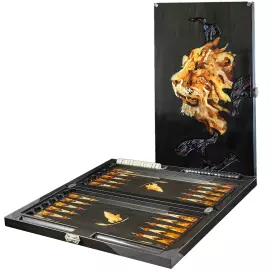 Нарды из мореного дуба и янтаря "Лев" коллекции "Легенды мира"