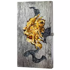 Backgammon from Karelian birch and amber "Lion" collection "Legends of the world"