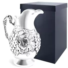 Silver jug "Leaves" in a case