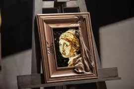 Панно из дерева и янтаря Ян Вермеер "Девушка с жемчужной серёжкой"