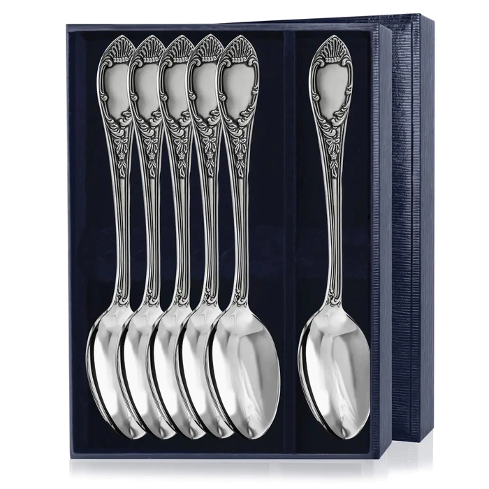 A set of silver tablespoons "Prestige" with blackening in the case