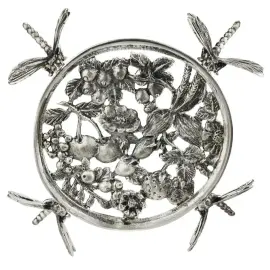 Подставка под турку "Стрекоза" посеребренная с чернением, без ножек