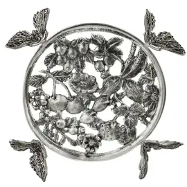 Подставка под турку "Бабочки" посеребренная с чернением, без ножек