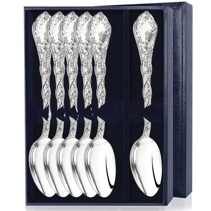 A set of silver tablespoons "Grapevine" (6 pr.) in a case
