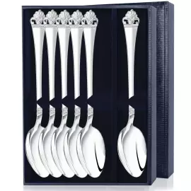 Серебряный набор столовых ложек "Афина" на 6 персон, в футляре