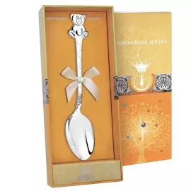 Ложка десертная серебряная DODO "Медведь" на 1 персону, в футляре