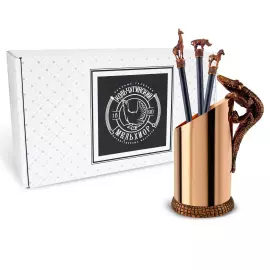 Медный набор канцелярский "Сафари" с чернением, 4 предмета: карандашница, 3 карандаша