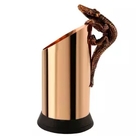 Медный набор канцелярский "Сафари" с черненнием, 6 предмета: лупа+нож для писем+карандашница+3 карандаша