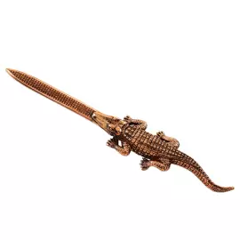 Медный набор канцелярский "Сафари" с черненнием, 6 предмета: лупа+нож для писем+карандашница+3 карандаша