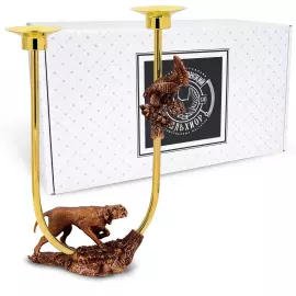 Латунный подсвечник "Пойнтер" с медным литым элементом и чернением