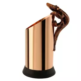 Медная карандашница "Крокодил" с чернением в коробке