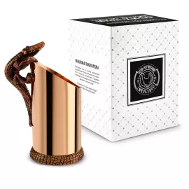 Медная карандашница "Крокодил" черненая в коробке