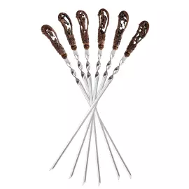 Медный набор шампуров "Охотничий" с чернением, 6 предметов в коробке