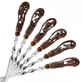 Медный набор шампуров "Охотничий" с чернением, 6 предметов в коробке