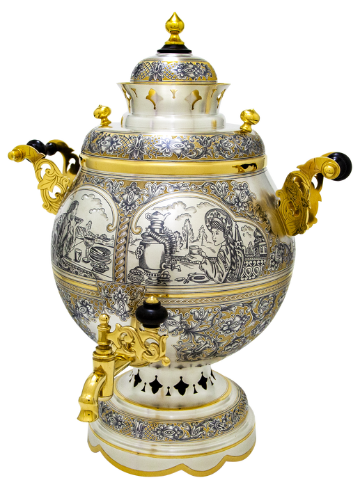 Самовар из серебра "Чаепитие"