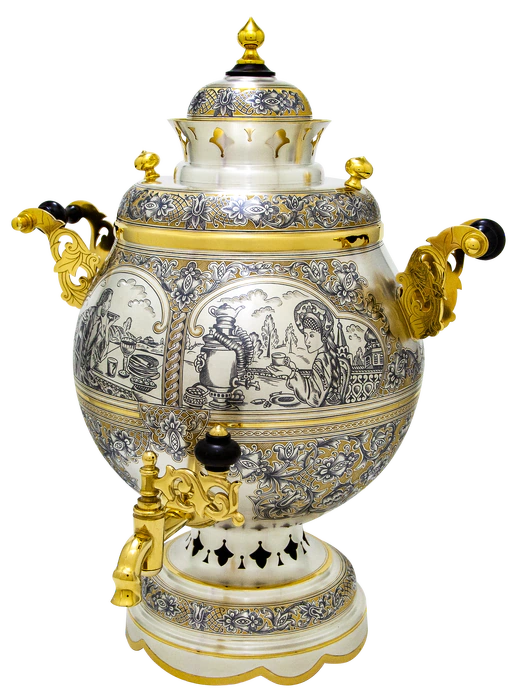 Самовар из серебра "Чаепитие"