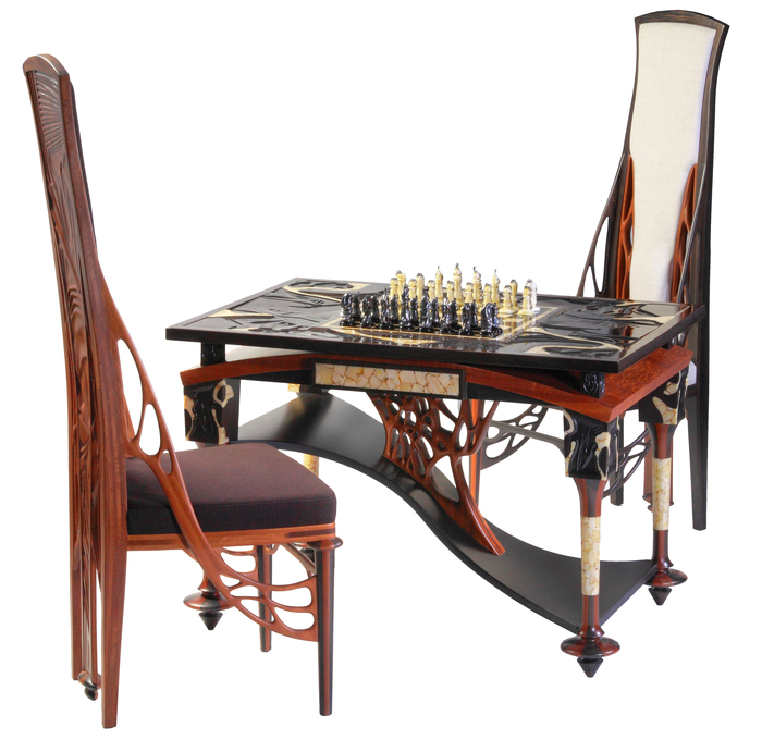 Louvre chess set with amber inlay