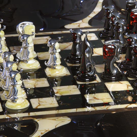Louvre chess set with amber inlay