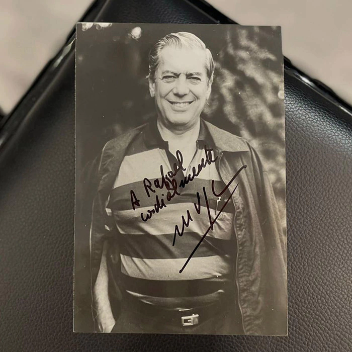 Signed photo by Mario Vargas Llosa