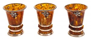 Set of amber vodka glasses "Grapes" for 3 persons