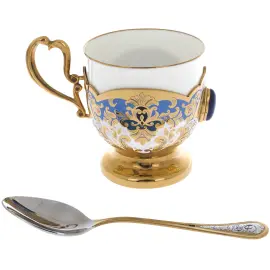 Сервиз чайный "Ландыш" с лазуритом, на 2 персоны, Златоуст