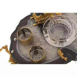 Икорница на агате "В гостях у сказки" со стопками, Златоуст