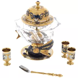 Икорница на содалите "Посейдон" с рюмками, Златоуст