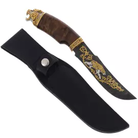 Нож сувенирный с черным дамаском "Медведь" Златоуст