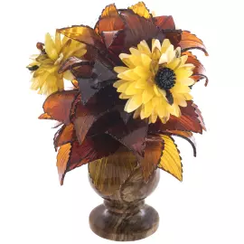 Сувенир из янтаря "Астры. Ваза оникс"