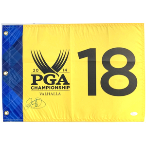 An autographed flag of golfer Rory McIlroy
