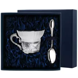 Чайная чашка из серебра "Константин Великий" с ложкой Чайная чашка из серебра "Константин Великий" с ложкой