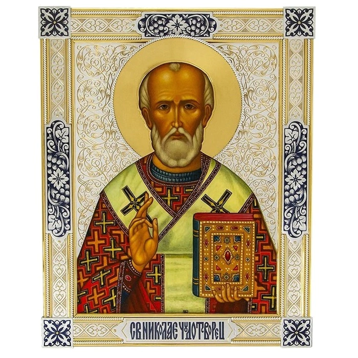 Серебряная икона "Николай Чудотворец"
