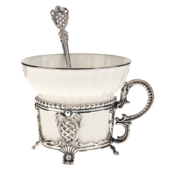 Silver tea set "Patron": spoon, cup