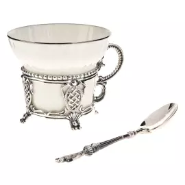 Серебряный чайный набор  "Меценат": ложка, чашка