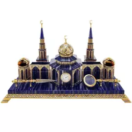 Настольный набор руководителя с часами "Мечеть" лазурит
