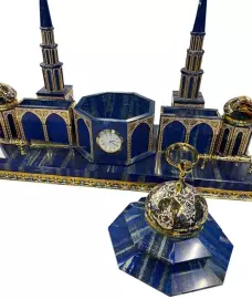 Настольный набор руководителя с часами "Мечеть" лазурит