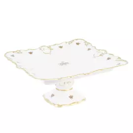 Фарфоровое блюдо на ножке "Queen's Crown. Золотая роза"