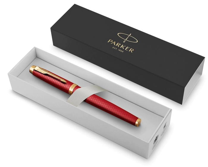 Gift set: Parker IM Premium fountain pen and red diary with gold cut