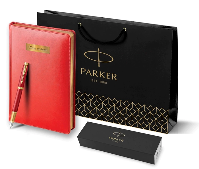 Gift set: Parker IM Premium fountain pen and red diary with gold cut
