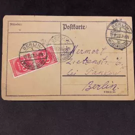 Рукописная открытка с автографом и пожеланием художника Марка Шагала