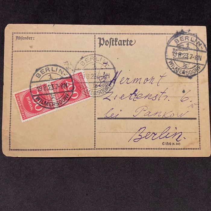 A handwritten postcard with an autograph and a wish from the artist Marc Chagall